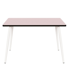 NEW Table Retro Véra 120x70 – uni Rose Poudré - Pieds Blancs