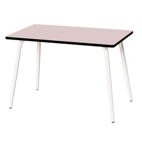 NEW Table Retro Véra 120x70 – uni Rose Poudré - Pieds Blancs