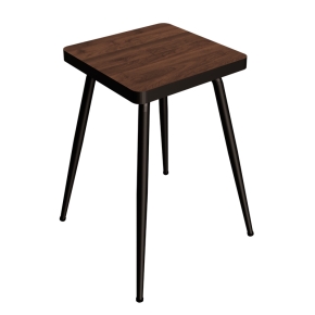 Tabouret Marcel 45 cm – Stratifié imprimé Bois Foncé - Pieds Noirs