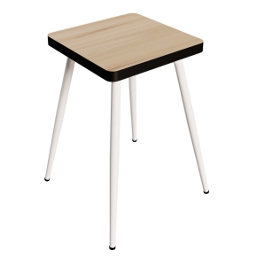 Tabouret Marcel 45 cm – Stratifié uni imprimé Bois Clair - Pieds Blancs
