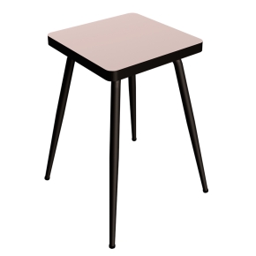 Tabouret Marcel 45 cm – Stratifié uni Assise Rose Poudré - Pieds Noirs