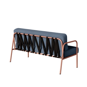 Canapé Barnabé Outdoor – Uni Bleu Marine - Pieds Terracotta