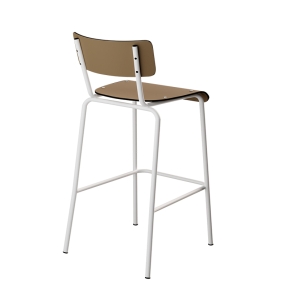 Chaise de bar Suzie 65cm – Dossier & Assise Stratifié uni Ocre - Pieds Blancs