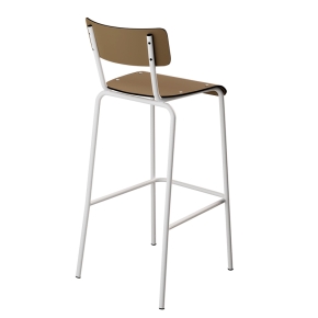 Chaise de bar Suzie 75cm – Dossier & Assise Stratifié uni Ocre - Pieds Blancs