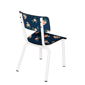 Chaise d’écolier Enfant Little Suzie – Dossier & Assise Imprimé Rosa Bonheur - Pieds Blancs