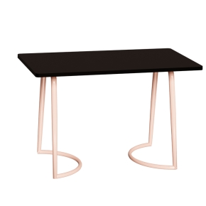 Table Retro Amiel 120x70 - Stratifié Uni Noir - Pieds Rose Poudré
