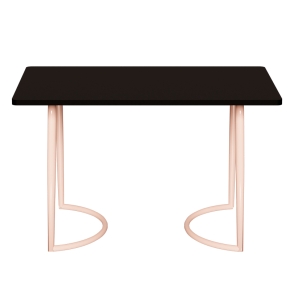 Table Retro Amiel 120x70 - Stratifié Uni Noir - Pieds Rose Poudré
