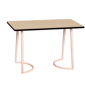 Table Retro Amiel 120x70 - Stratifié Uni Bois clair - Pieds Rose Poudré