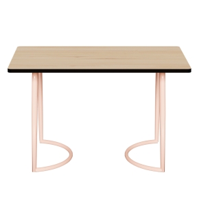 Table Retro Amiel 120x70 - Stratifié Uni Bois clair - Pieds Rose Poudré