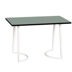 Table Retro Amiel 120x70 - Stratifié Uni Kaki - Pieds Blancs
