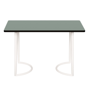 Table Retro Amiel 120x70 - Stratifié Uni Kaki - Pieds Blancs