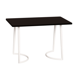 Table Retro Amiel 120x70 - Stratifié Uni Noir - Pieds Blancs