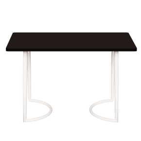 Table Retro Amiel 120x70 - Stratifié Uni Noir - Pieds Blancs