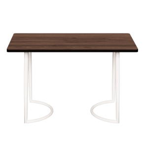 Table Retro Amiel 120x70 - Stratifié Imprimé Bois Foncé - Pieds Blancs