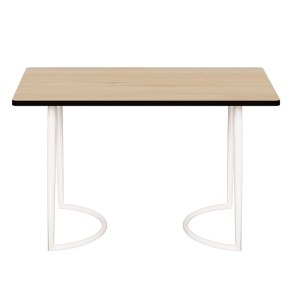 Table Retro Amiel 120x70 - Stratifié Imprimé Bois Clair - Pieds Blancs