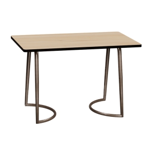Table Retro Amiel 120x70 - Stratifié Imprimé Bois clair - Pieds Bruts