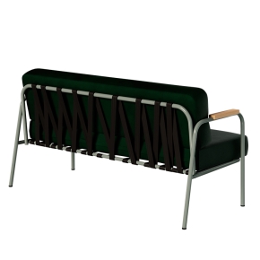 Canapé Barnabé – uni Dossier & Assise Velours Vert Forêt - Pieds Kaki
