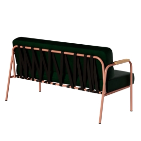 Canapé Barnabé – uni Dossier & Assise Velours Vert Forêt - Pieds Terracotta