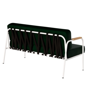 Canapé Barnabé – uni Dossier & Assise Velours Vert Forêt - Pieds Blancs