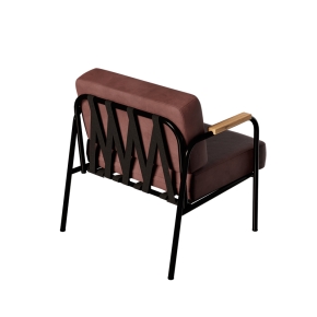 Fauteuil Barnabé – uni Dossier & Assise Velours Rose de bois - Pieds Noirs