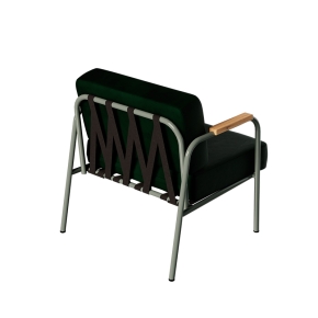 Fauteuil Barnabé – uni Dossier & Assise Velours Vert Forêt - Pieds Kaki