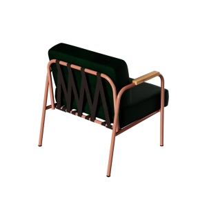 Fauteuil Barnabé – uni Dossier & Assise Velours Vert Forêt - Pieds Terracotta