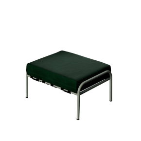 Pouf Barnabé, Assise Velours Vert Forêt - Pieds Kaki