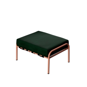 Pouf Barnabé, Assise Velours Vert Forêt - Pieds Terracotta