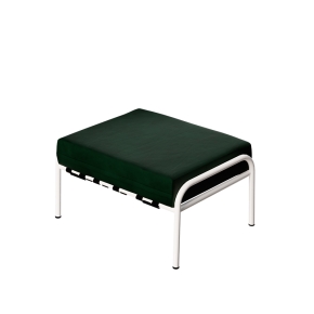 Pouf Barnabé, Assisee Velours Vert Forêt - Pieds Blancs