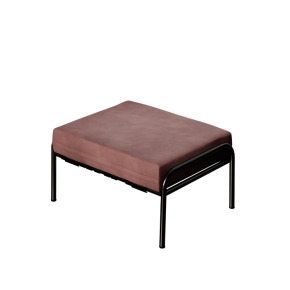 Pouf Barnabé, Assise Velours rose de bois - Pieds Noirs