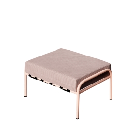 Pouf Barnabé, Assise Velours côtelé Rose poudré - Pieds Rose Poudré