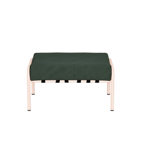 Pouf Barnabé, Assise Velours côtelé Vert Forêt - Pieds Rose Poudré