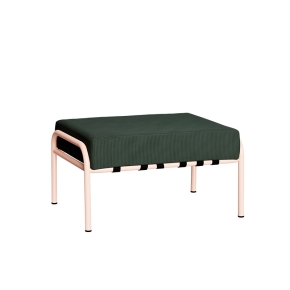 Pouf Barnabé, Assise Velours côtelé Vert Forêt - Pieds Rose Poudré