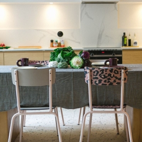 Chaise d’écolier Adulte Suzie Stratifié Dossier & Assise imprimé Graou - pieds Rose Poudré