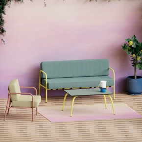 Canapé Barnabé Outdoor – Uni Vert - Pieds Jaune Fluo