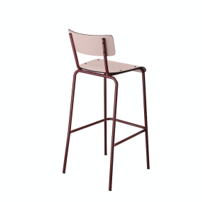 NEW Chaise de bar Suzie 75cm – Stratifié Dossier & Assise uni Rose Poudré - Pieds Bordeaux