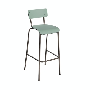 NEW Chaise de bar Suzie 75cm – Stratifié Dossier & Assise uni Kaki - Pieds Bruts