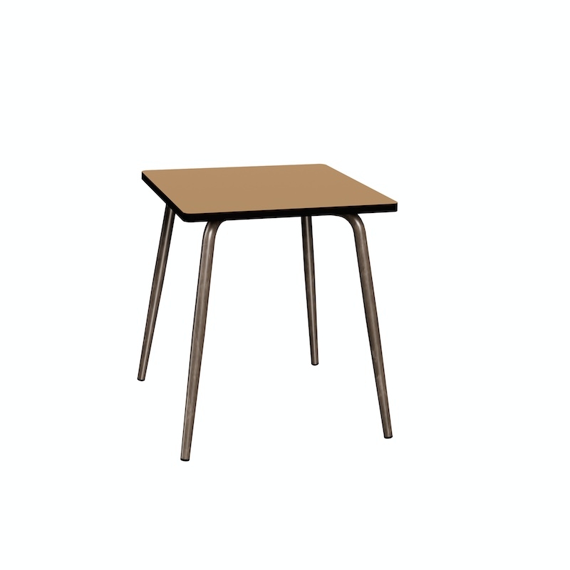 NEW Table Retro Véra Carrée 70x70 – Stratifié uni Ocre - Pieds Bruts