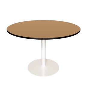 NEW Table Ronde Léon – Stratifié Uni Ocre - Pied central Blanc - Ø 120 cm