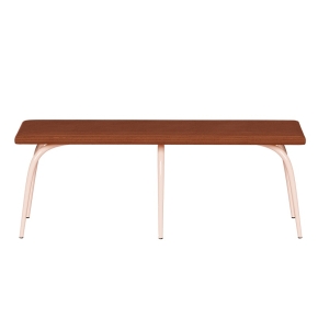 NEW Banc Annie – Assise Uni Velours Côtelé Paprika - Pieds Rose Poudré