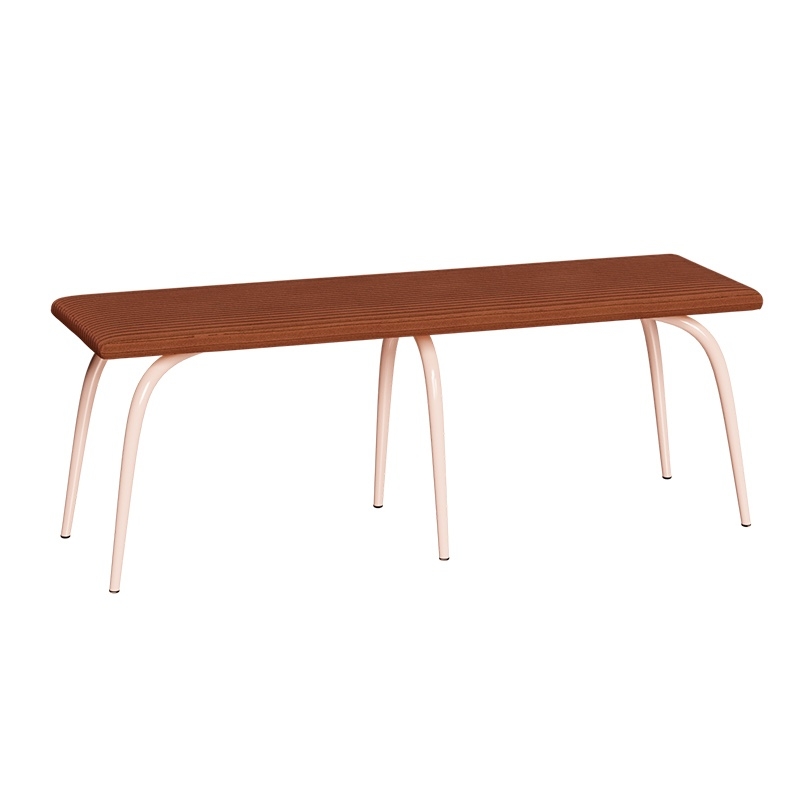 NEW Banc Annie – Assise Uni Velours Côtelé Paprika - Pieds Rose Poudré