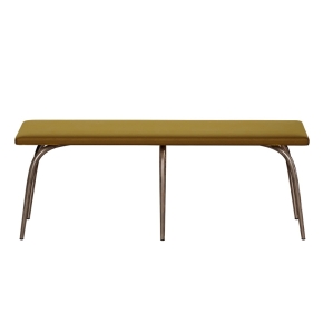 NEW Banc Annie – Assise Uni Velours Ocre - Pieds Bruts