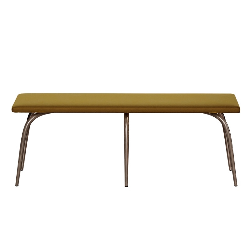 NEW Banc Annie – Assise Uni Velours Ocre - Pieds Bruts