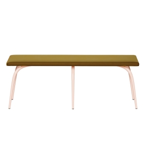 NEW Banc Annie – Assise Uni Velours Ocre - Pieds Rose Poudré