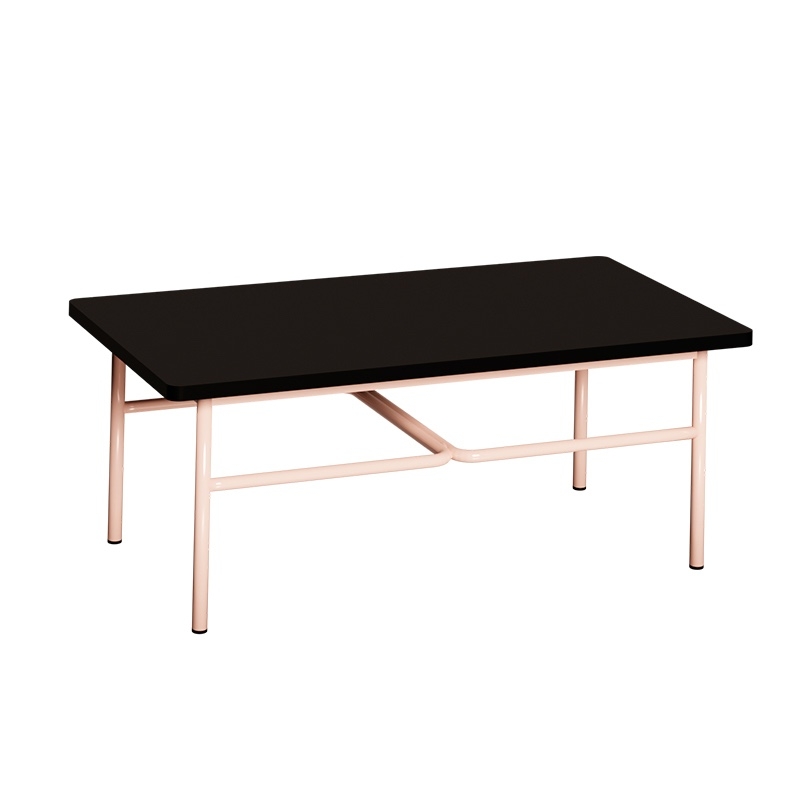 NEW Table basse Elienor 110x60 - uni Noir - Pieds Rose Poudré