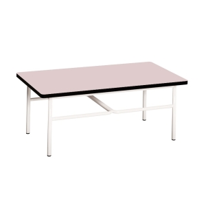 NEW Table basse Elienor 110x60 - uni Rose Poudré - Pieds Blancs