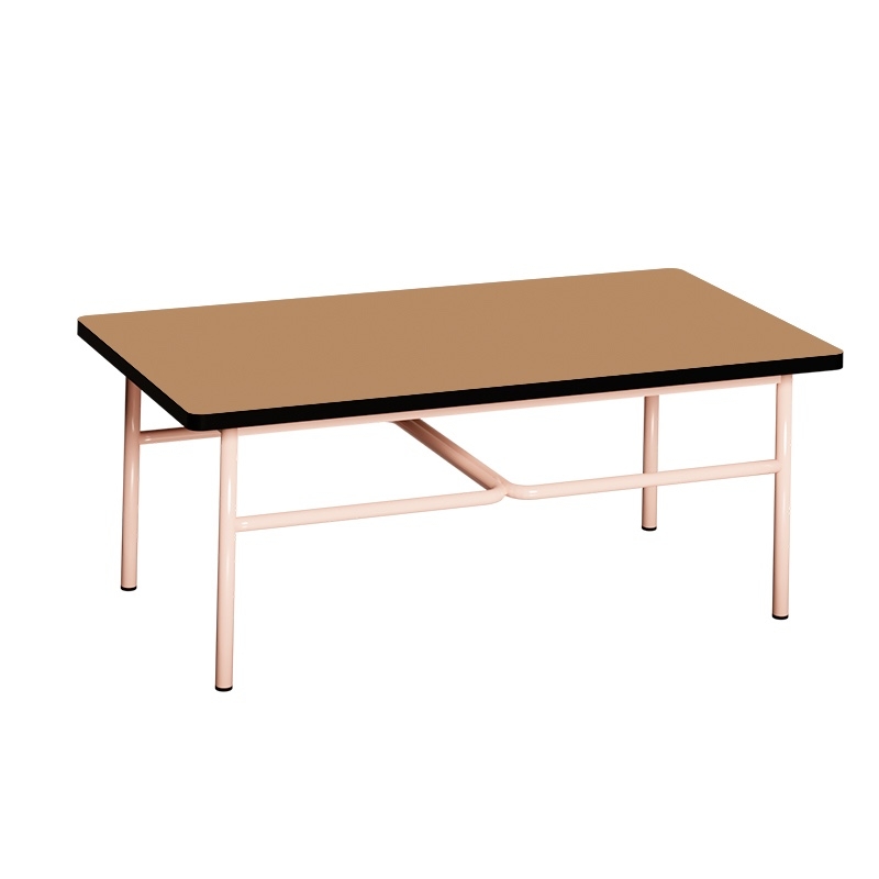 NEW Table basse Elienor 110x60 - uni Ocre - Pieds Rose Poudré