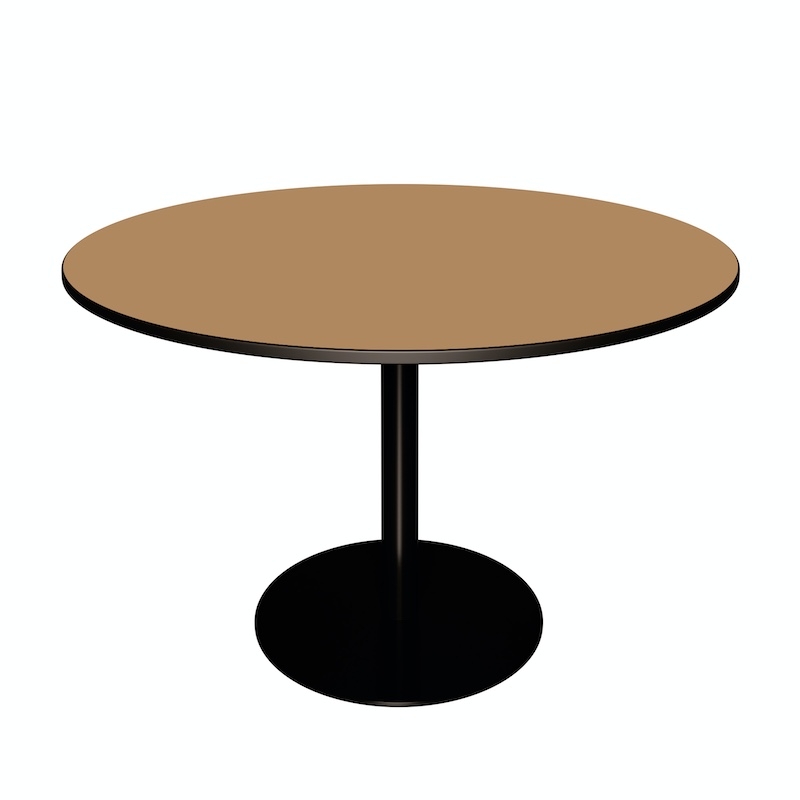 NEW Table Ronde Léon – Stratifié Uni Ocre - Pied central Noir - Ø 120 cm