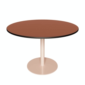 NEW Table Ronde Léon – Stratifié Uni Paprika - Pied central Rose Poudré - Ø 120 cm
