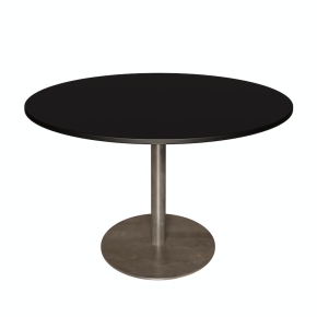 NEW Table Ronde Léon – Stratifié Uni Noir - Pied central Brut - Ø 120 cm
